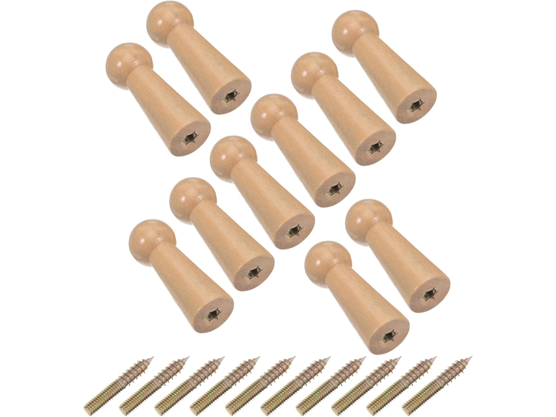 Cabilock Conjunto De 10-ganchos Parede Estilo Shaker Em Madeira Maciça Com Parafusos, 18x50mm, Sem Acabamento, Para