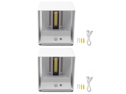 Rebe-2 Set Lâmpada De Parede Led 6w Base Magnética Sensor De Movimento Quadrada Luz Branca Quente Para Corredor Interno Branco