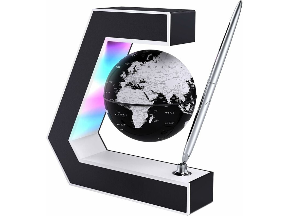 KOFIHETY Globo Flutuante Com Luzes Led, Globo Magnético Flutuante Com Caneta, Portátil Para Escrita Em Mesa, Mapa Mundial Para Decoração De Mesa