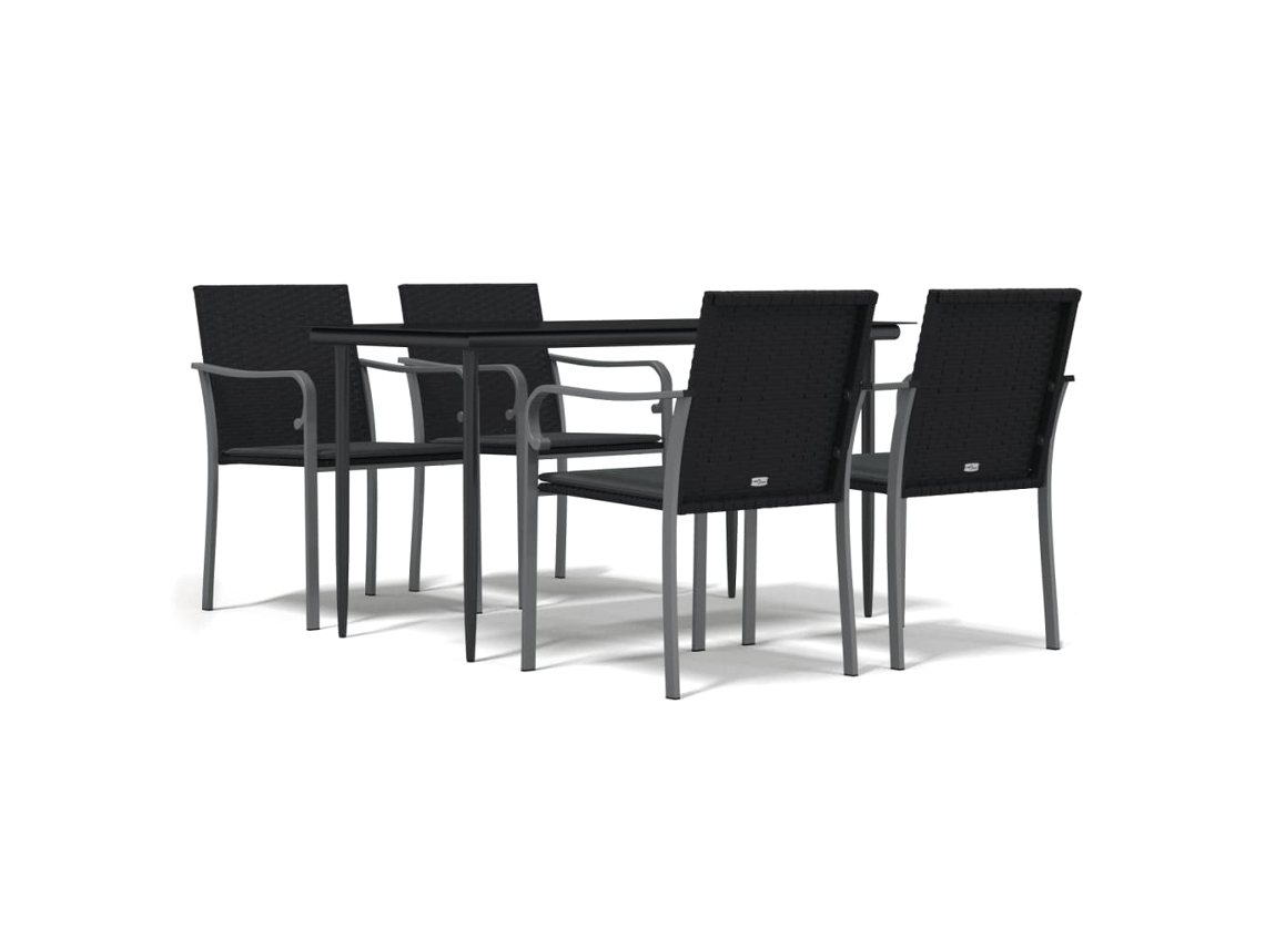 Conjunto de 5 Jantar para Jardim com Almofadões Vime Pe e Aço MAISON EXCLUSIVE (5pcs)