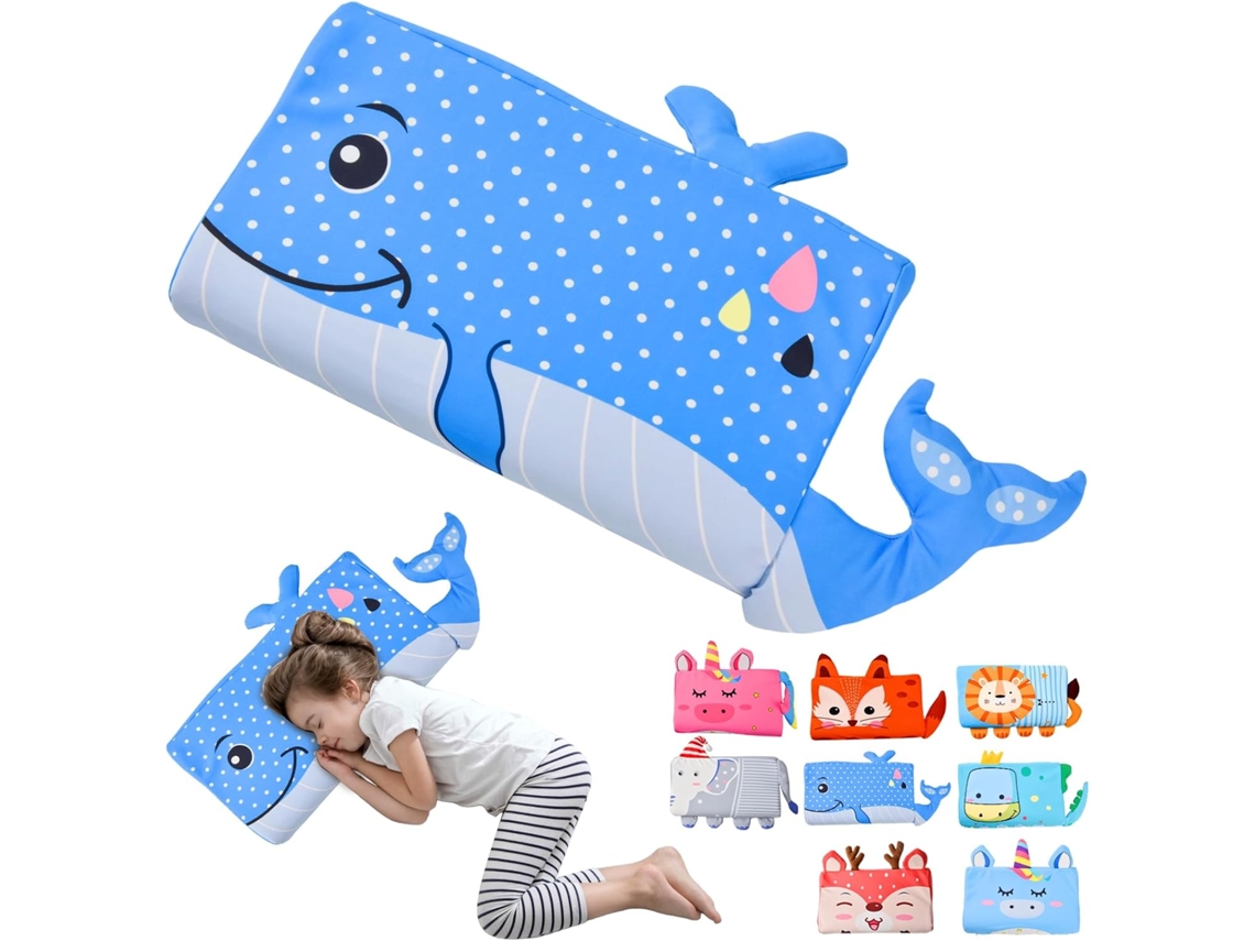 Almofada Infantil Ice Silk, Travesseiro Ergonômico De Espuma Viscoelástica Com Capa Removível, 45x27cm/baleia Azul Gertiz