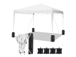 Gazebo, Tecido Impermeável, Altura Ajustável, Branco Oem