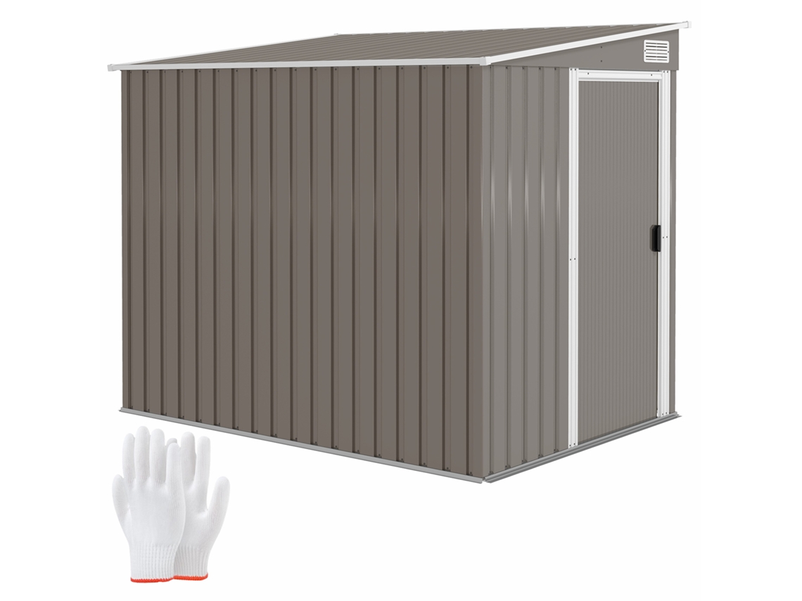 Abrigo de Ferramentas VERIDIA CUOM 1,5x2m com base, porta de correr e telhado inclinado, cinza claro