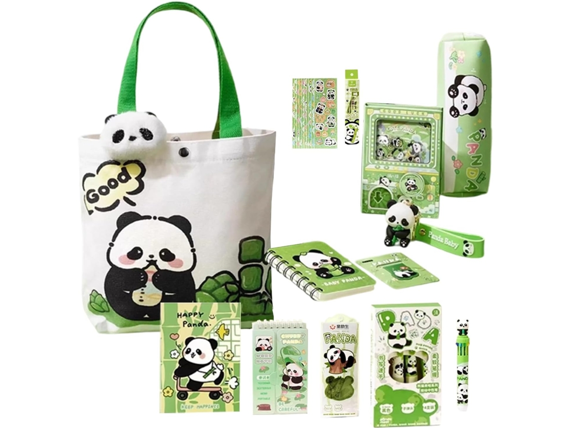 Estojo Escolar Para Meninas, Modelo Panda, Com Marcador De Páginas Magnético E Chaveiro | Bolsa De Gokoco