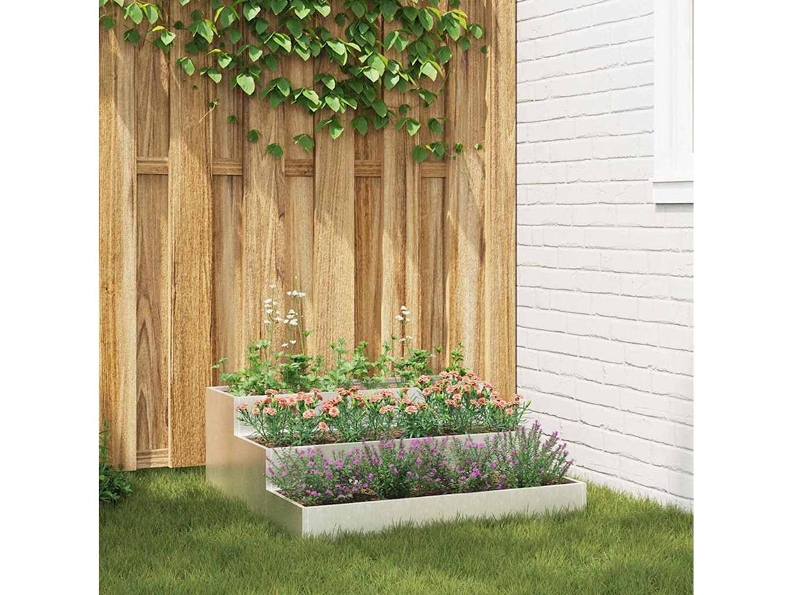 Vidaxl Vaso De Jardim Prateado 90 X 90 X 35 Cm Aço Inoxidável