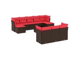 Conjunto de Sofá de Jardim, 11 Peças, Almofadas, Rattan Preto MAISON EXCLUSIVE