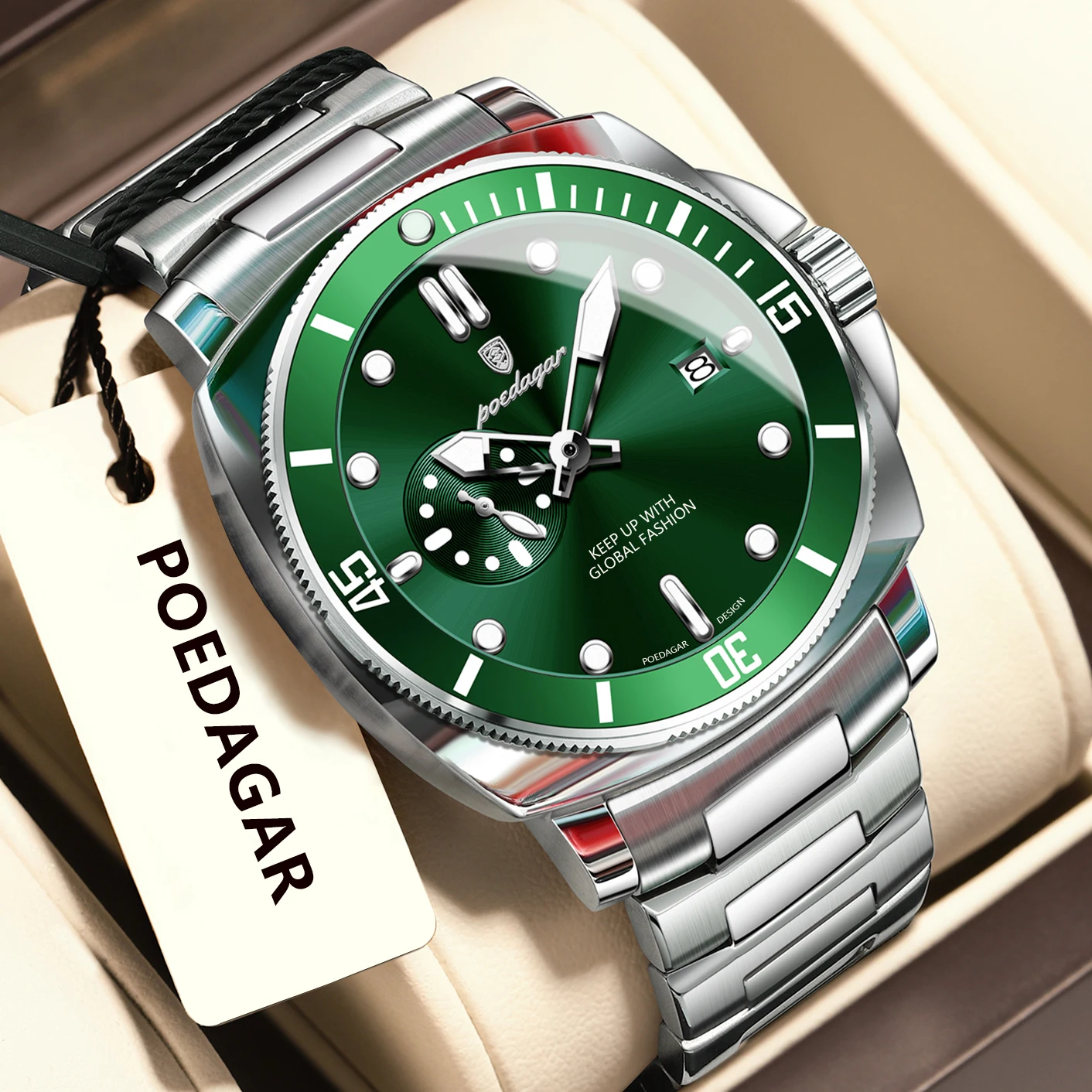 (Verde-roxo) Relógio masculino de luxo de alta qualidade, resistente à água, luminoso, com dados, relógio masculino original