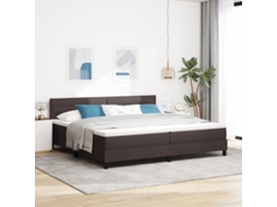 Cama Box Com Colchão E Led Castanho Escuro 200x200 Cm Tecido