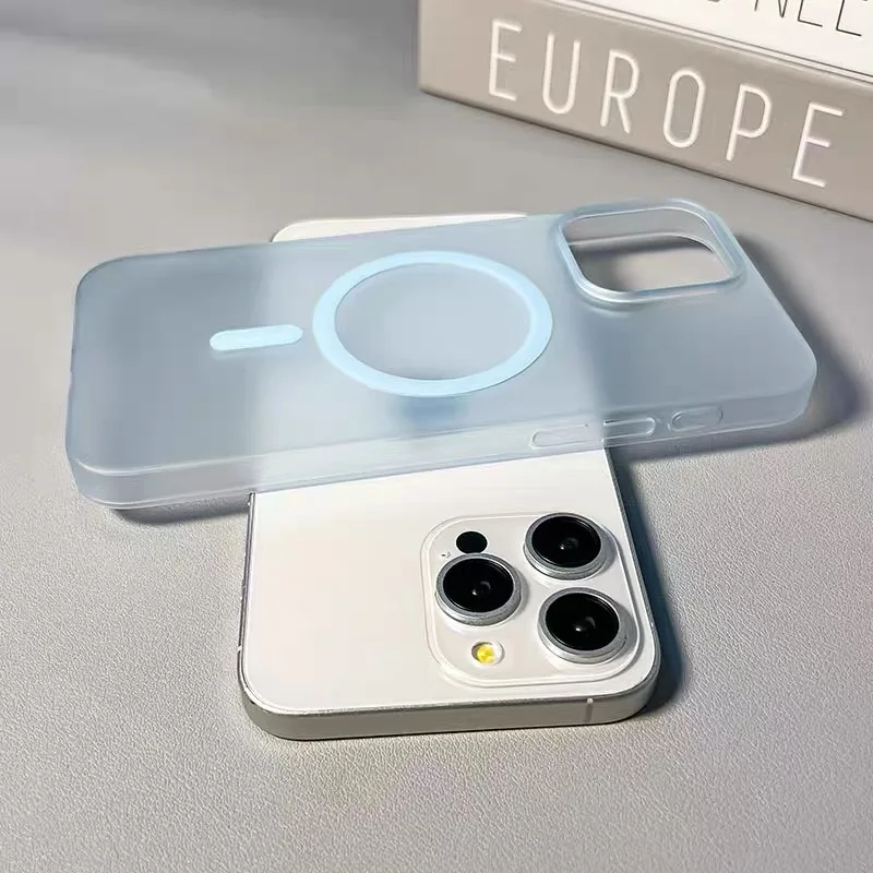 Capa Transparente Para Celular Com Carregamento Sem Fio (azul Claro 17air), Material De Pc Resistente A Impactos.