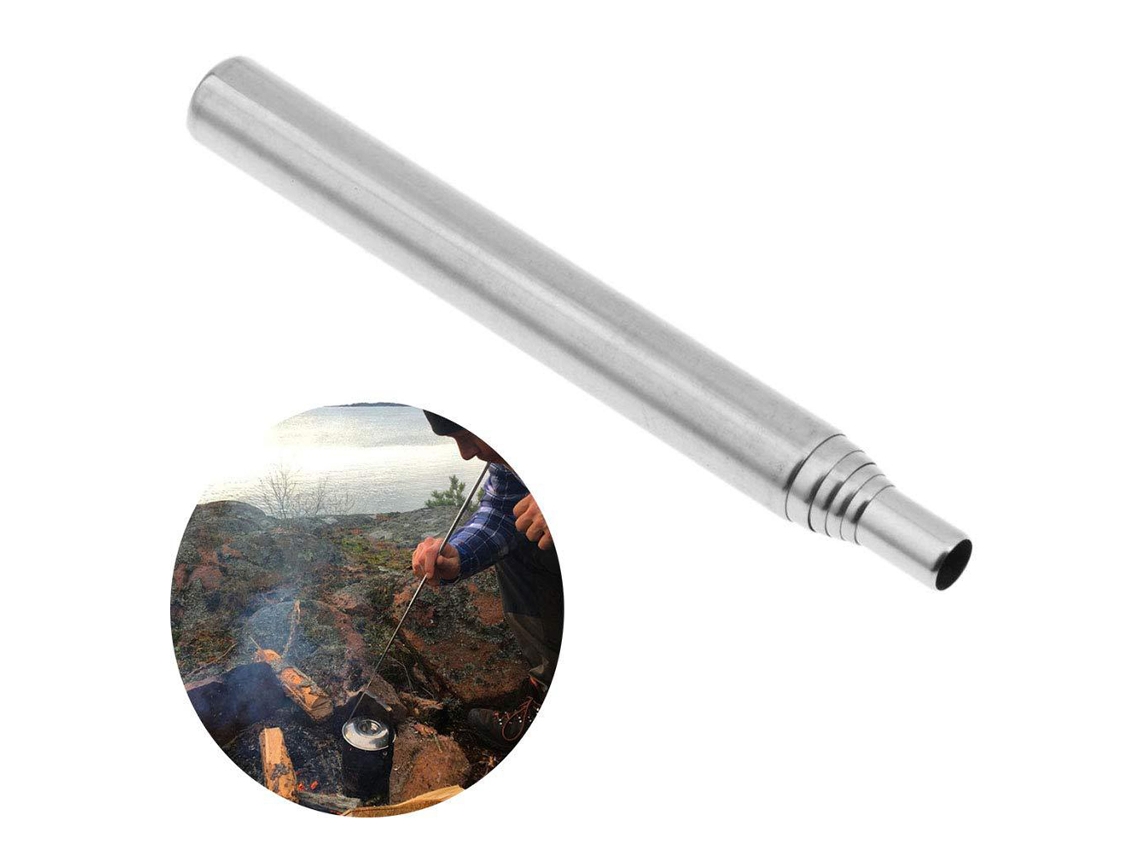 Tubo de Soplador de Fuego de Aço Inoxidável Plegable para Picnic, Camping, Senderismo