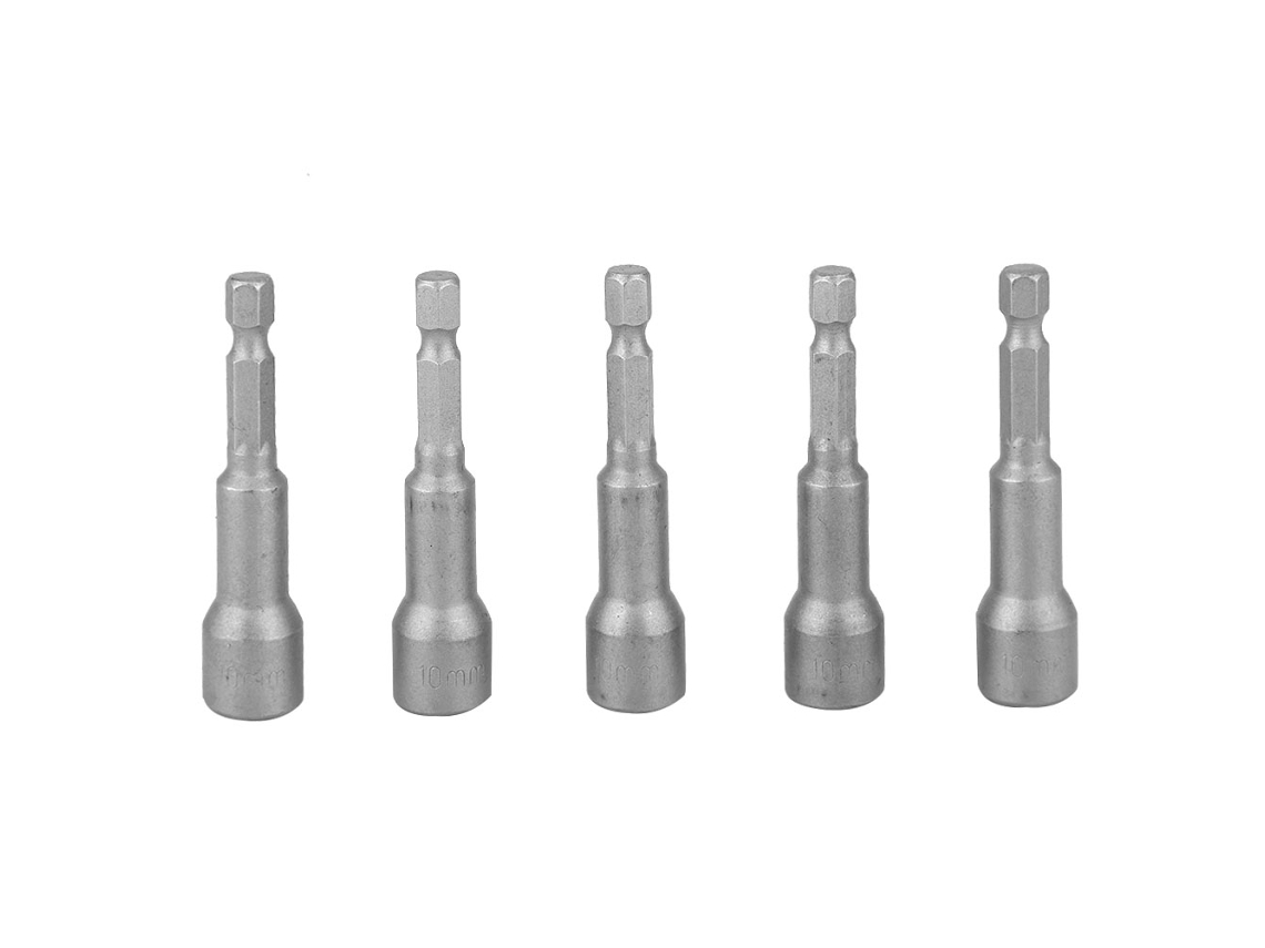 5pcs Chave De Porca Magnética De 10mm Com Cabo Hexagonal Broca De Parafusadeira Aço Cromo Vanádio
