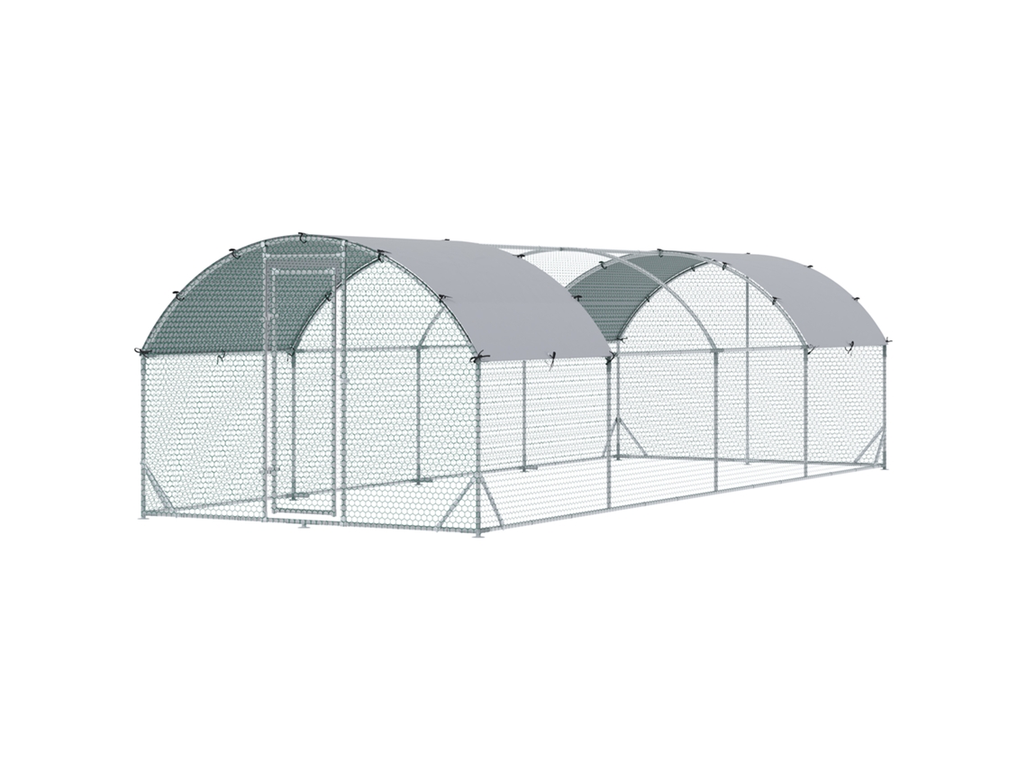 Galinheiro Aço Galvanizado para 16 24 Galinhas 2,8x7,60x1,97 M (teto Oxford)