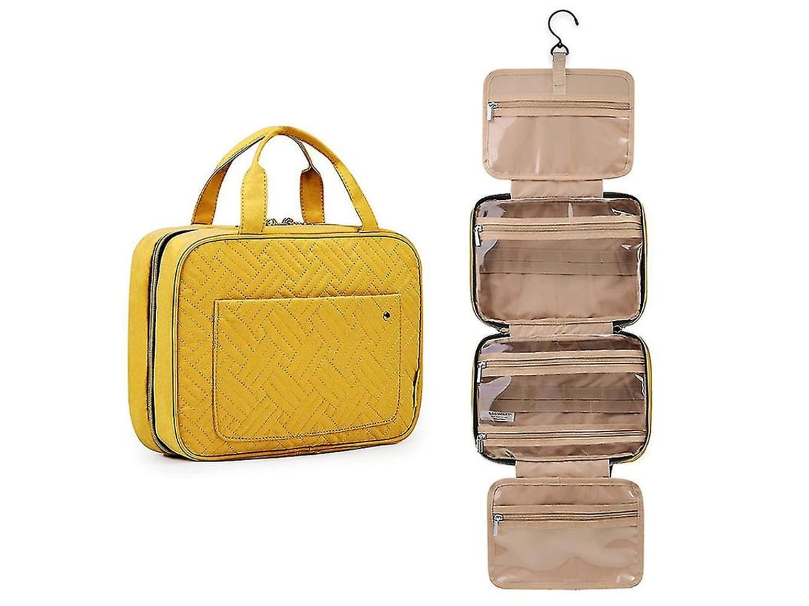 Bolsa De Toaletes Para Viagem Com Gancho Suspenso Resistente À Água Organizador Baby Pink Amarillo