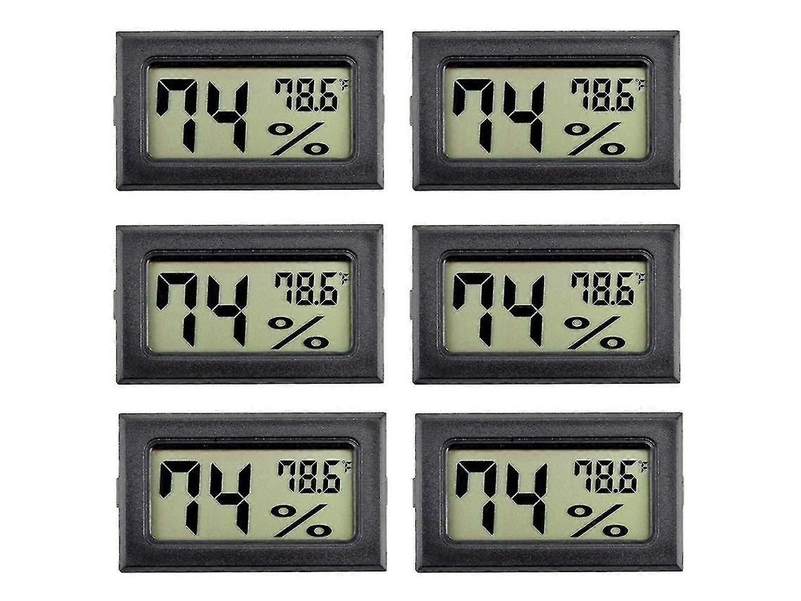 6pack Mini Higrômetro Medidor De Umidade Interior Higrômetro Medições Digitais Umidade Com () Para G
