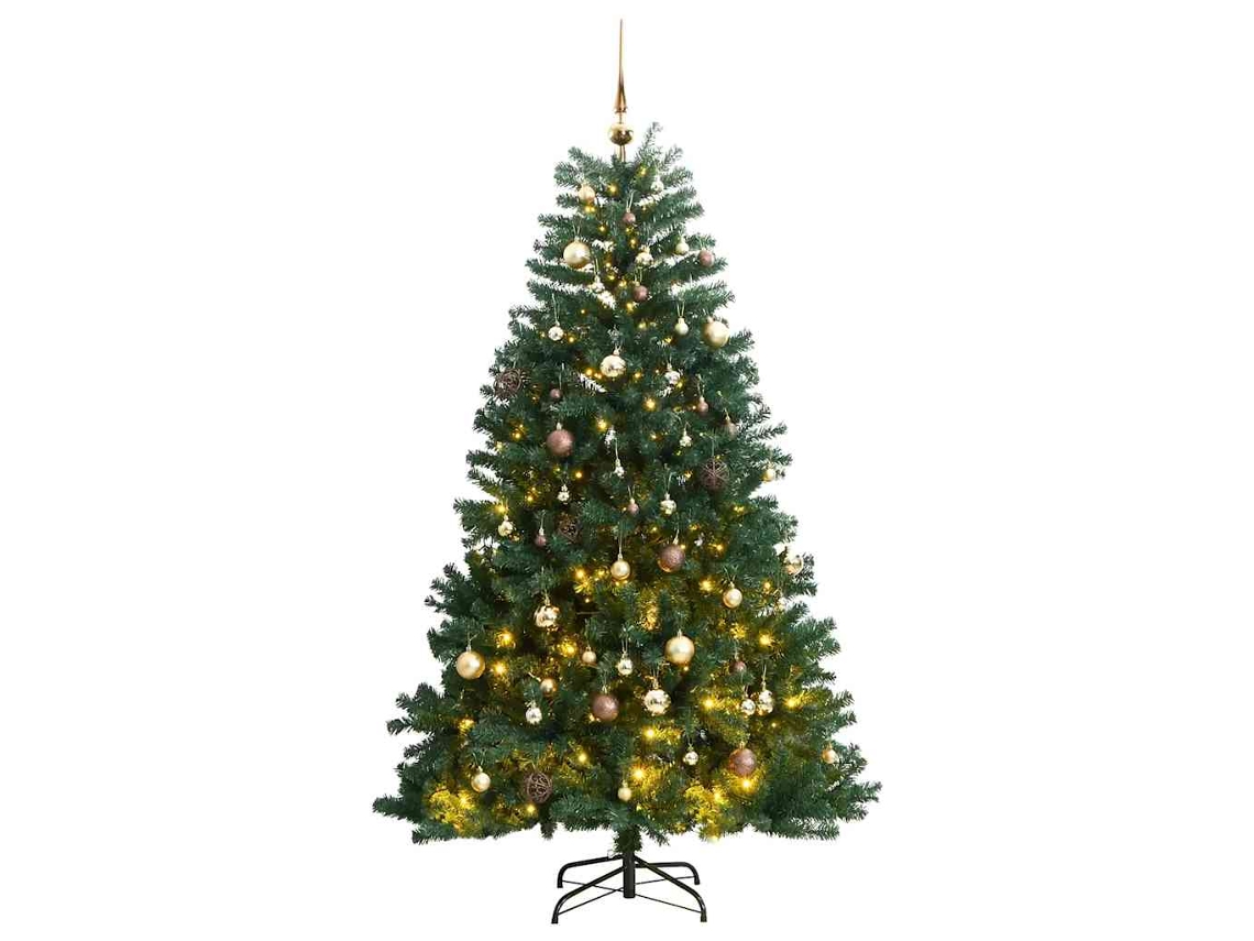 Vidaxl Árvore Natal Artificial Articulada C/ 300 Luzes Led+bolas 210cm