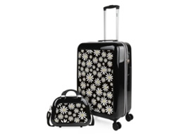 Conjunto de Malas de Viagem Pc SKPAT Nice Margaridas Negras Pc 45X68X26 Cm