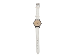 Relógio Feminino de Couro Pu Analógico Quartz com Data Vintage Casual Branco