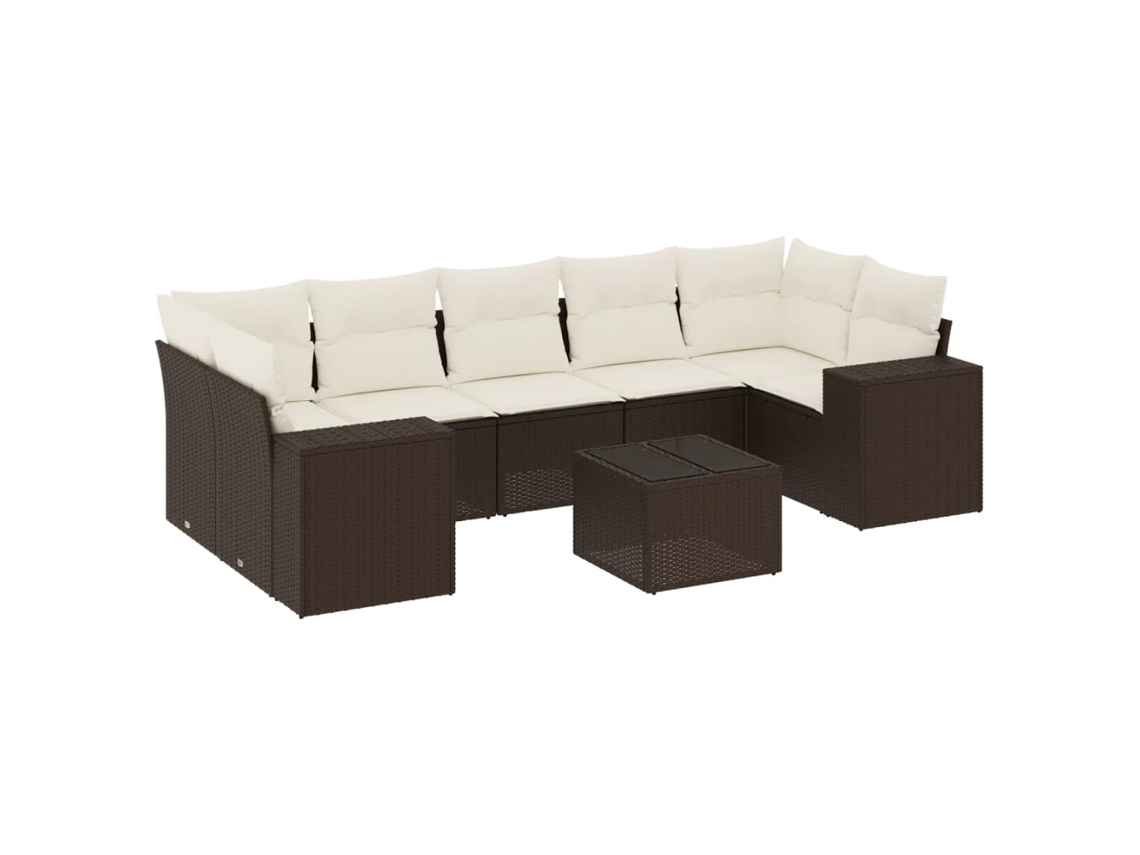 Maison Exclusive - 8 Pcs Conjunto Sofás De Jardim C/ Almofadões Vime Pe Castanho