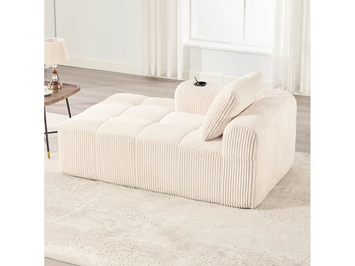 Poltrona Reclinável Veludo Cotelê, Macia, Bolso Lateral, Suporte Copos, Elegante.-kd