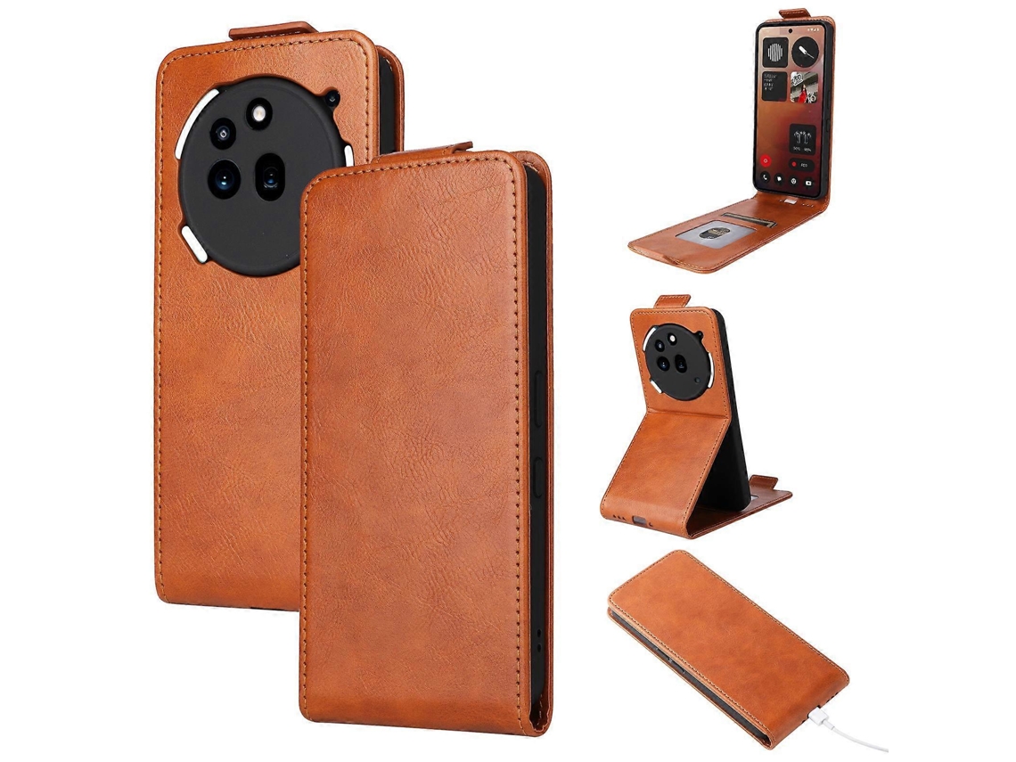 Capa De Couro Com Aba Vertical Magnética E Fivela Para Celular Nothing Phone 3a Pro