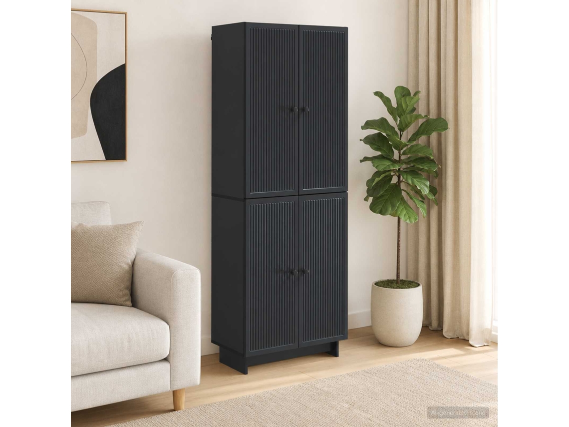 Vidaxl Conjunto De Gabinete 2 Unid. Preto Derivados De Madeira