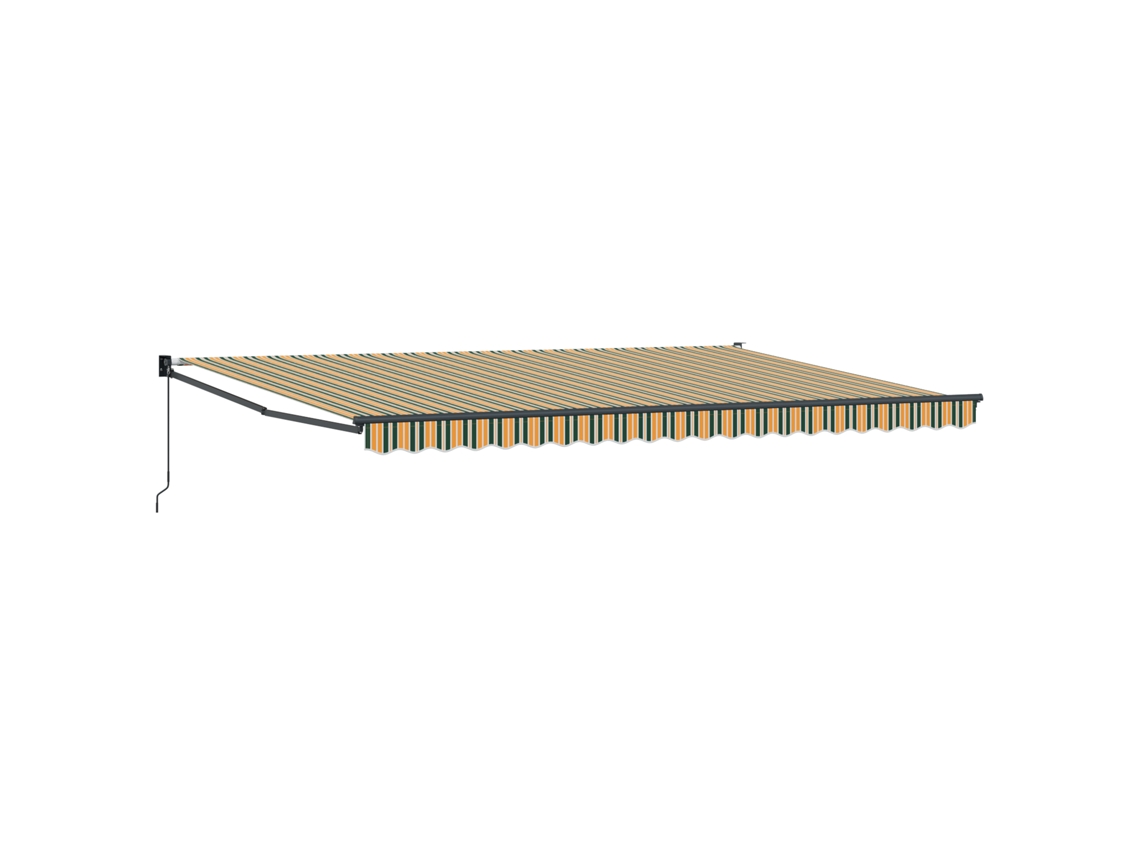 Toldo Retrátil Manual Multicolorido Com Listras Verdes E Amarelas Vidaxl Azul Poliéster