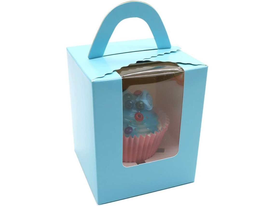 10 Caixas Cupcake Papel Kraft Janela Alça Nova Line S/MARCA