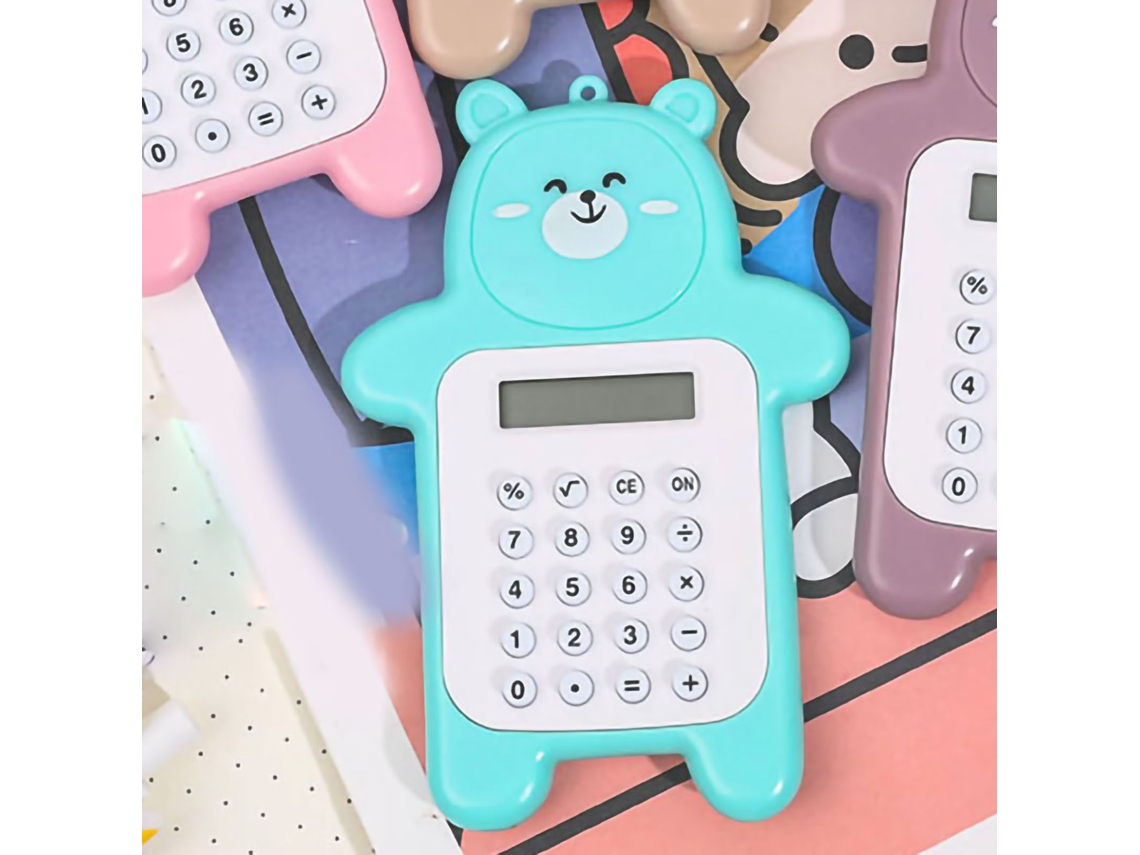 Calculadora Portátil Mini Oso Lindo de 8 Dígitos Estilo Cariño Regalo para Estudiantes Chicas Color Cian