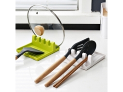 Conjunto De 2 Suportes Para Tampas – Suporte De Utensílios – Acessórios De Cozinha – 12,7 X 14,3 X 5 Cm – Plástico – Verde/branco