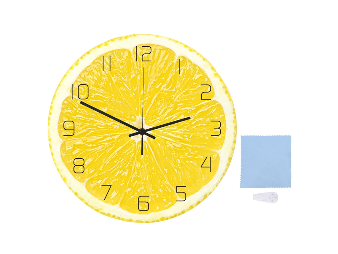 Relógio de parede pendurado moderno padrão de limão acrílico decorativo | S/MARCA