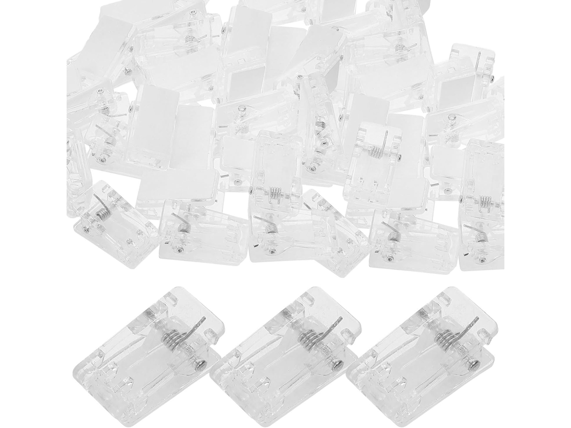 Supvox 50 Clipes Adesivos Transparentes para Fitas e Cartazes, Pequenos Clipes de Plástico Autoadesivos