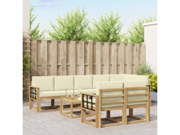 Vidaxl Conjunto De Sofás Para Exterior 9 Pcs Branco E Creme Poliéster