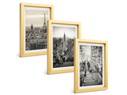 Pinturas Murais Modernasvistas De Paris, Nova York, Escadas Moldura Dourada Fotos Para O Corredor Espelharte (3 Peças 20x30 Cm)