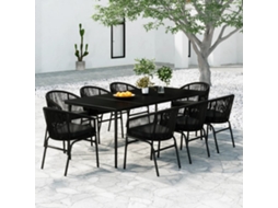 Vidaxl 9 Pcs Conjunto De Jantar Para Jardim Preto