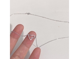 Colar com Coração em Prata Pura S925, Pingente Simples e Elegante, Versátil e Compacto MDUG (prata Branco)