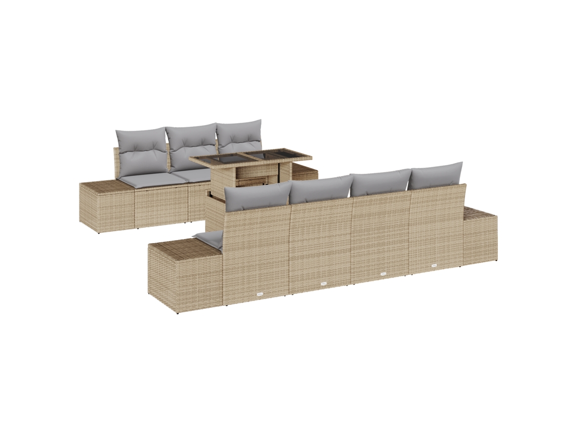 Conjunto 8 Móveis De Jardim Vidaxl Bege Vime Pe (100 X 55 X 73 Cm)
