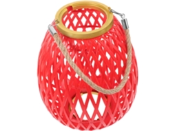 Abajur Elíptico Elegante Em Rattan Vermelho Para Confecção De Lanternas.