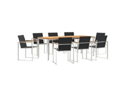 Conjunto 9 Conjunto De Jantar Para Exterior Vidaxl Castanho Madeira De Teca Maciça (200 X 90 X 75 Cm)