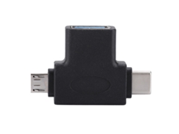 Adaptador De Três Vias Type-c, Suporta Usb3.0 Para Micro Usb E Usb3.0 Para Type-c, Preto