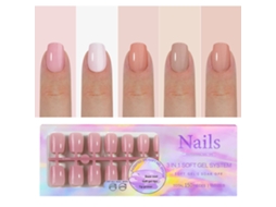 5 unhas postiças de gel macio em 5 cores com base e primer pré-aplicados, 15 tamanhos para nail art faça você mesma
