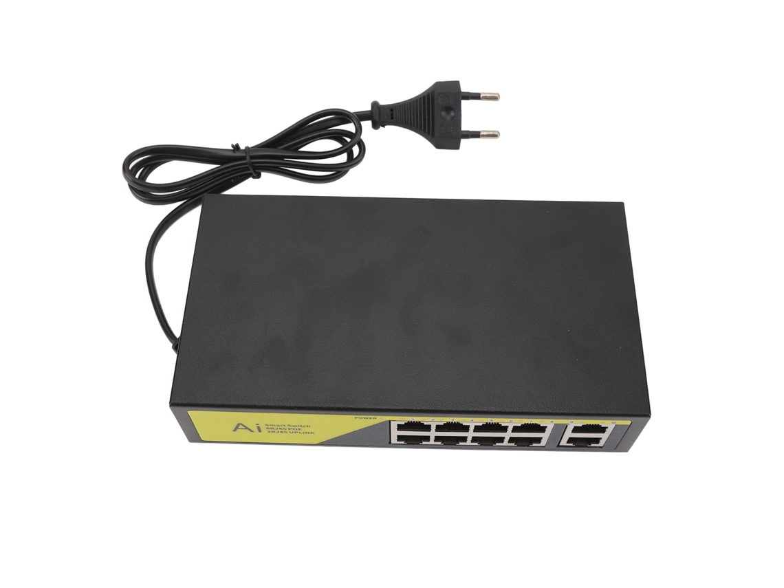 Switch Poe Padrão De 10 Portas (plug-and-play, Chassi De Metal)