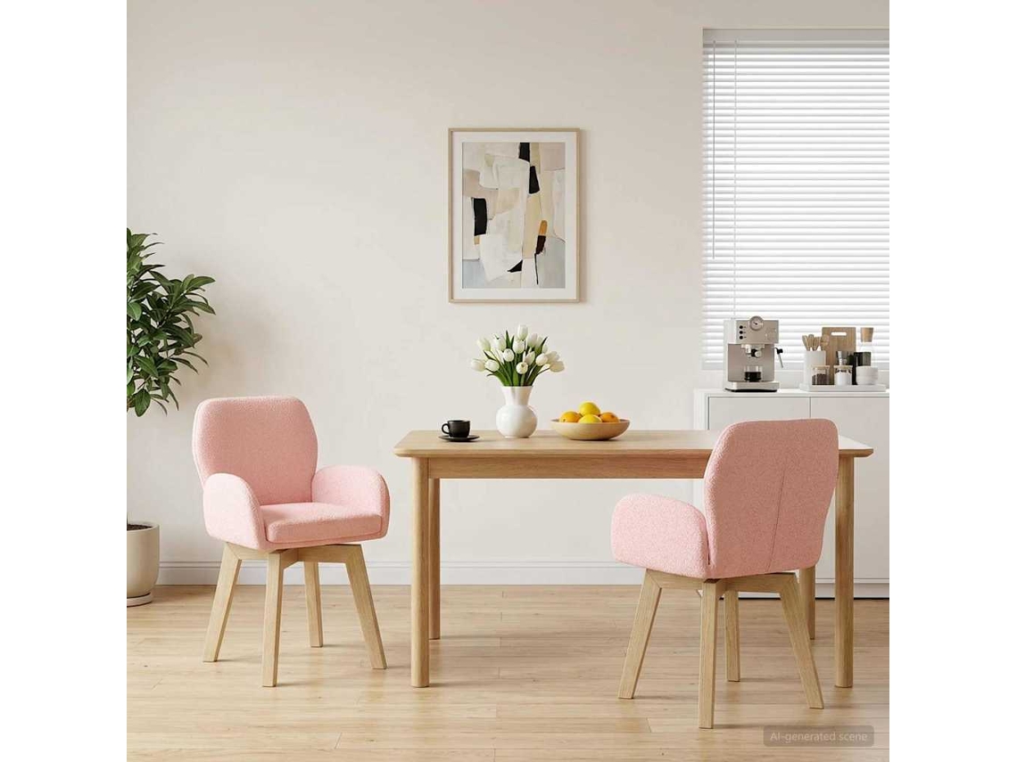 Vidaxl Cadeiras De Jantar Giratórias 2 Unid. Bouclé Rosa