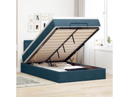 Vidaxl Estrutura Cama Otomana Colchão 120x200cm Veludo Azul Escuro