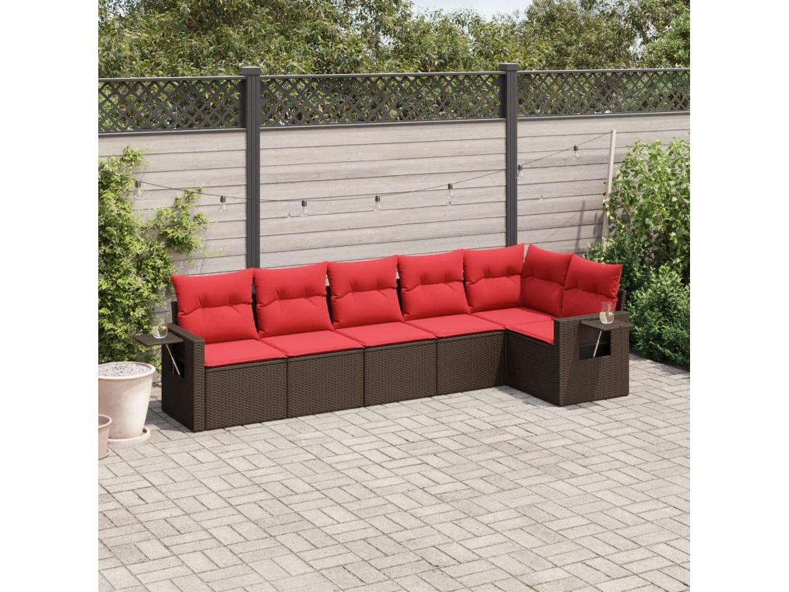 Conjunto de Sofá de Jardim com 11 Peças e Almofadões em Vime Cinzento VIDAXL