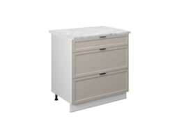 Móvel De Cozinha Fame Line, 80cm Com 3 Gavetas, Pt Mármore, Cinzabeige, Branco, Vicco