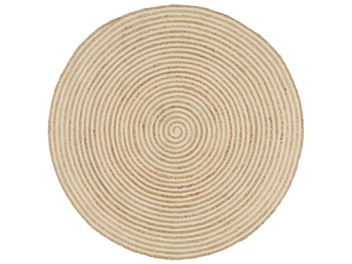 Vidaxl Tapete Artesanal Em Juta Com Design Em Espiral Branco 90 Cm