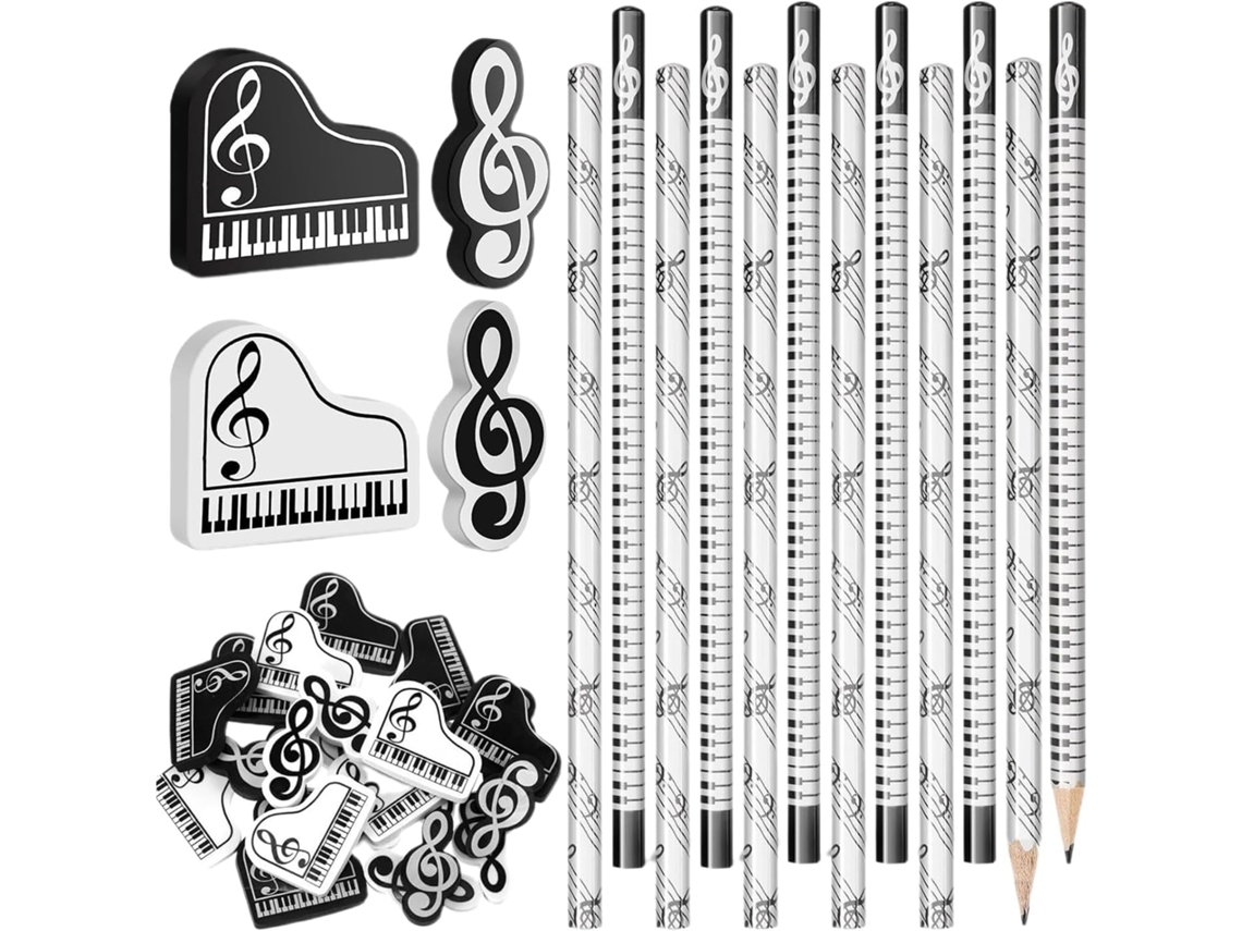 Lápis De Madeira Générique, Com Formato De Notas Musicais, Corpo Hexagonal Ergonômico Borracha, Fabricados Em