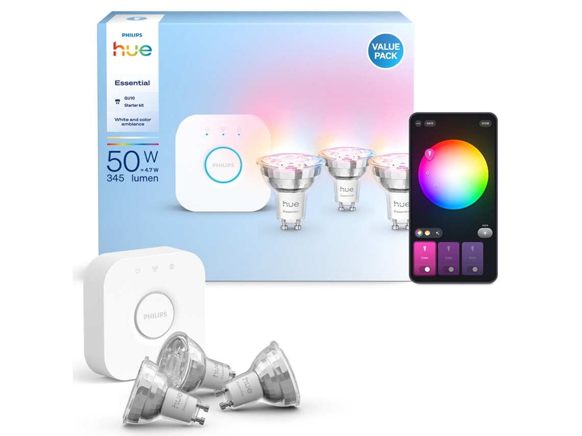 Conjunto Lâmpada e Interruptor PHILIPS Hue Essential GU10 (50W - 345 lm – 4.7 W)