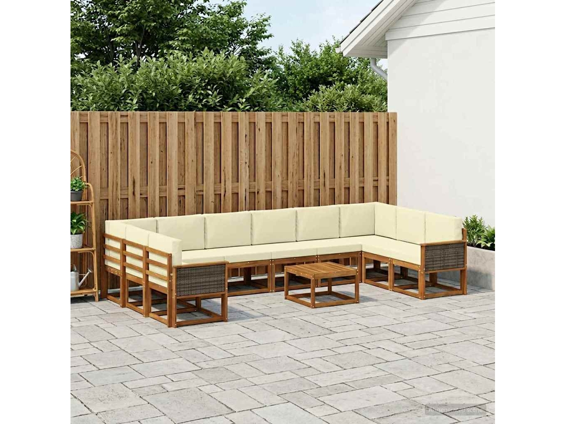 Vidaxl Conjunto De Sofás Para Exterior 11 Pcs Natural E Creme