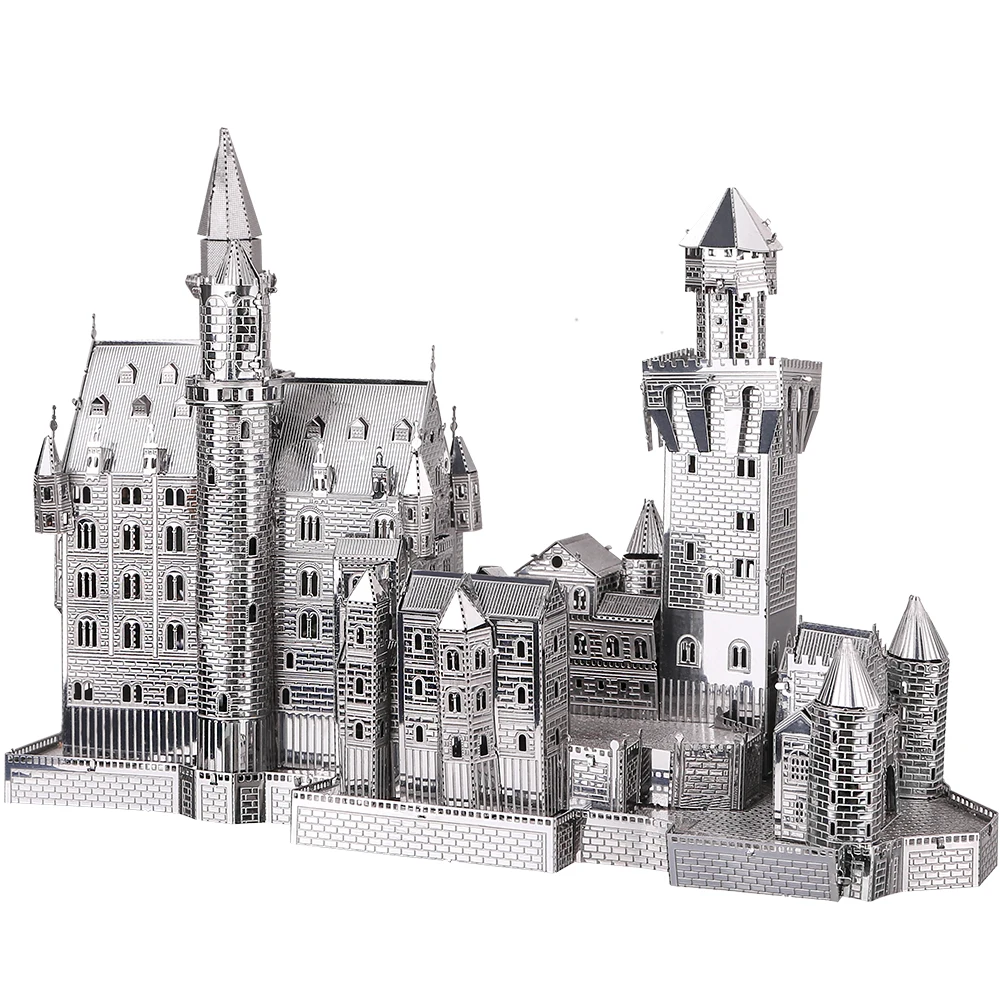 (prateado) Conjunto De Montagem De Castelo Em Metal 3d - Brinquedo Diy